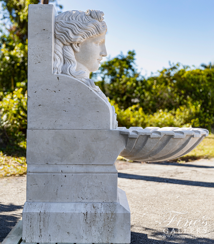 Marble Fountains  - Roman Lady Fountain In Hand Carved Italian Travertine - MF-1954